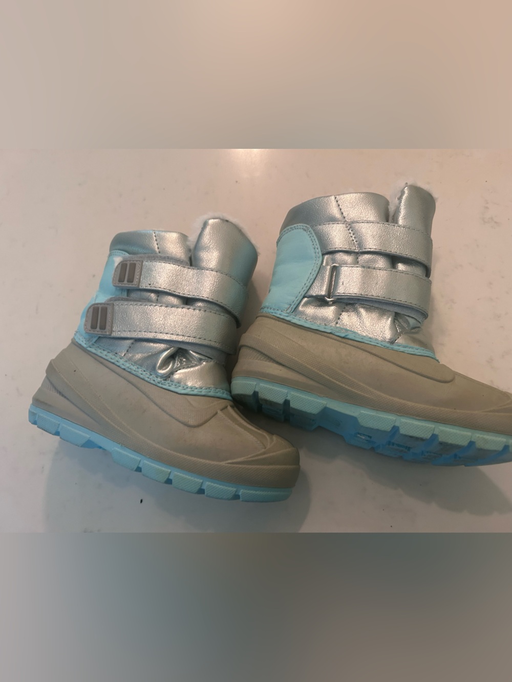 Kids Winter Boots in Light Blue and Silver - Youth Snow Boot